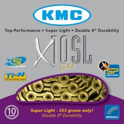 Cadena KMC X10SL 10v Gold 114 Eslabones